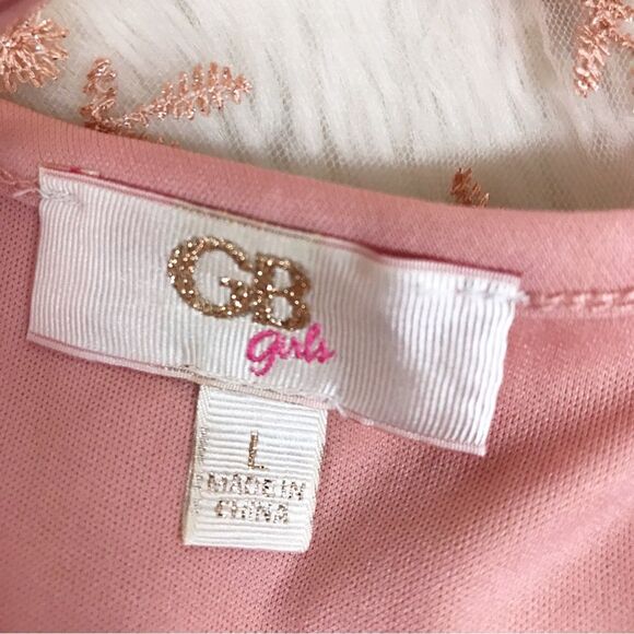 GIANNI BINI GB Girls Blush Pink Sleeveless Floral Embroidered Dress Size Large - Picture 5 of 8